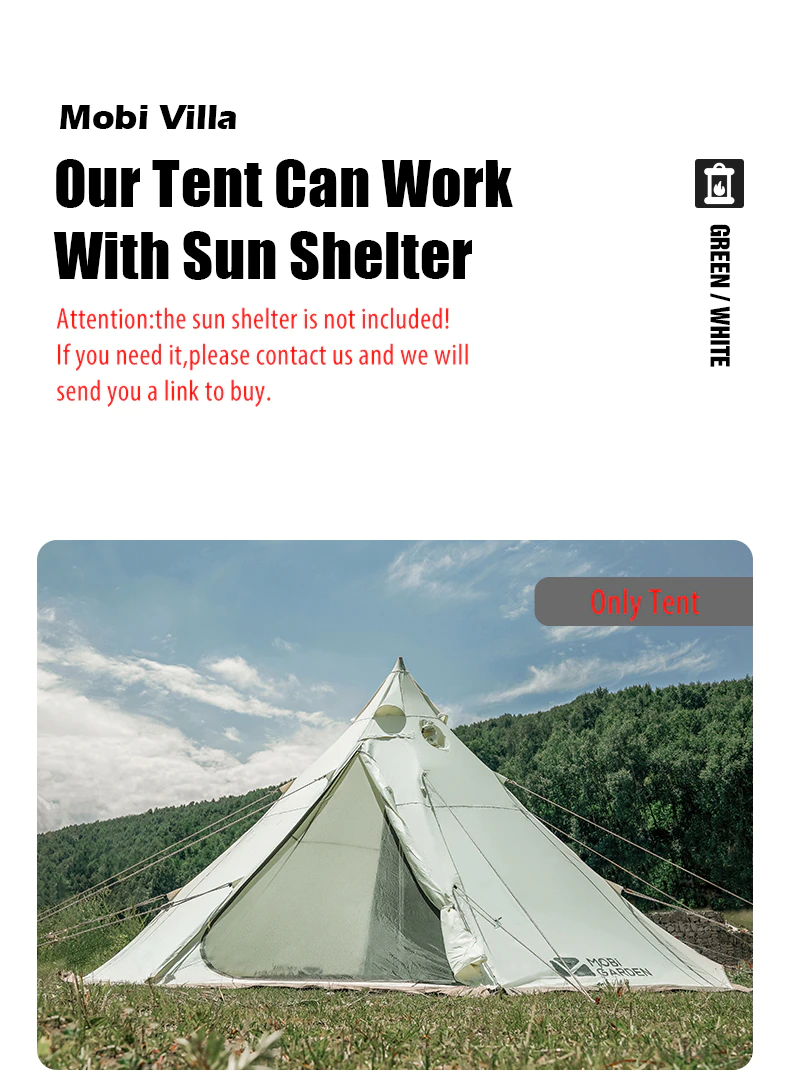 Cheap Goat Tents Mobi Garden ERA230 Large Cotton Canvas Tent With Stove Jack Glamping Pyramid Tent For Family Camping Hiking Travel 4 5 Persons   